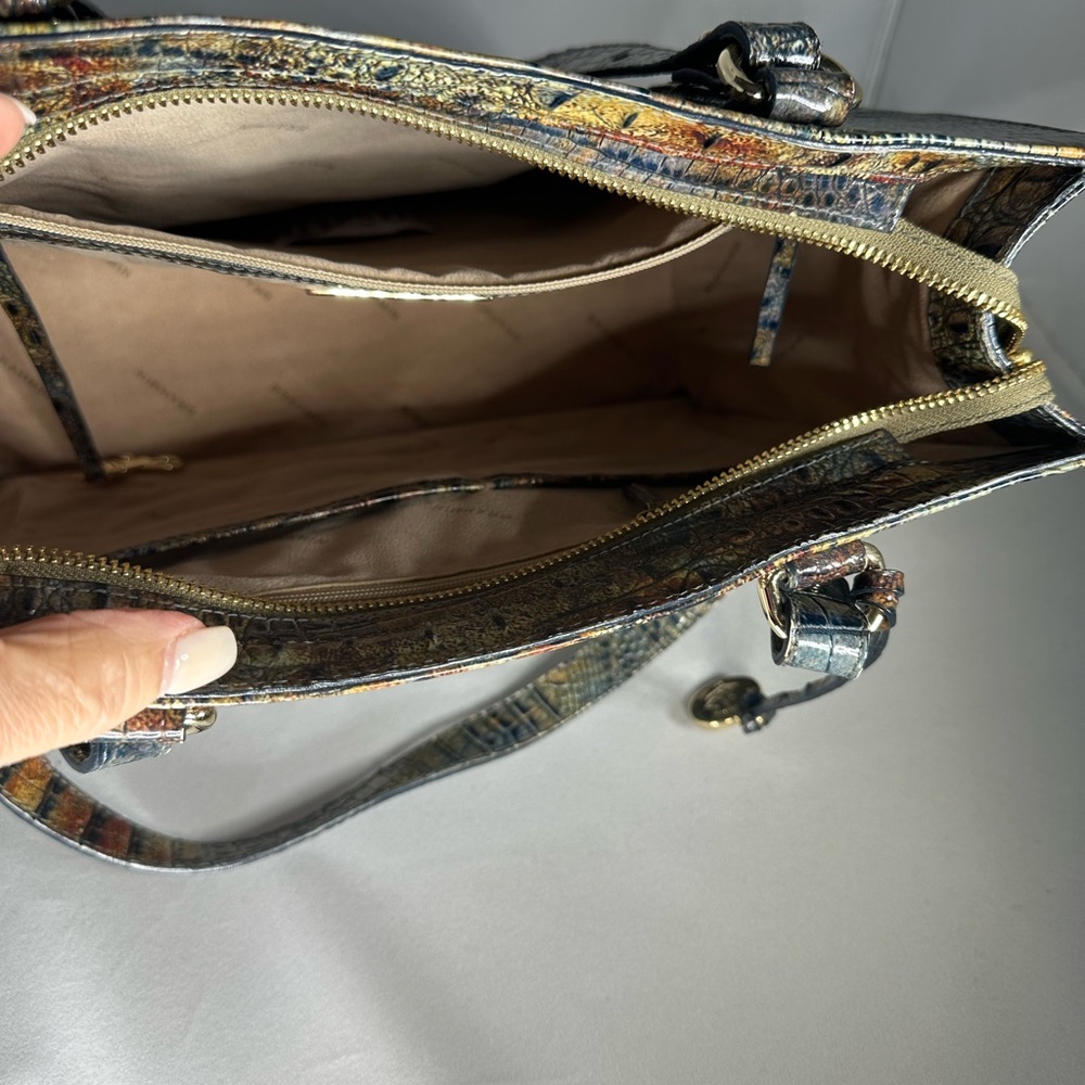 Brahmin Medium Camille Cedar Melbourne the croc-embossed real leather tote. - Picture 7 of 10